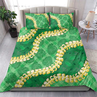 Green Palaka Hawaii Mele Kalikimaka Bedding Set Ohia Lehua Monstera Puakenikeni Lei LT14 - Polynesian Pride