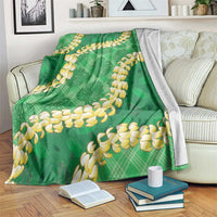 Green Palaka Hawaii Mele Kalikimaka Blanket Ohia Lehua Monstera Puakenikeni Lei LT14 Green - Polynesian Pride