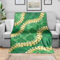 Green Palaka Hawaii Mele Kalikimaka Blanket Ohia Lehua Monstera Puakenikeni Lei LT14 - Polynesian Pride