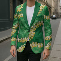 Green Palaka Hawaii Mele Kalikimaka Blazer Ohia Lehua Monstera Puakenikeni Lei LT14 - Polynesian Pride