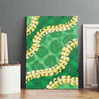 Green Palaka Hawaii Mele Kalikimaka Canvas Wall Art Ohia Lehua Monstera Puakenikeni Lei LT14 - Polynesian Pride