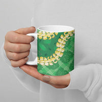 Green Palaka Hawaii Mele Kalikimaka Ceramic Mug Ohia Lehua Monstera Puakenikeni Lei LT14 - Polynesian Pride