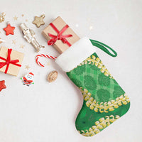 Green Palaka Hawaii Mele Kalikimaka Christmas Stocking Ohia Lehua Monstera Puakenikeni Lei LT14 - Polynesian Pride