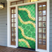 Green Palaka Hawaii Mele Kalikimaka Door Cover Ohia Lehua Monstera Puakenikeni Lei LT14 - Polynesian Pride