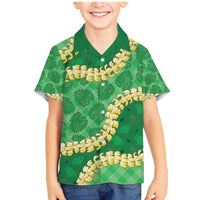 Green Palaka Hawaii Mele Kalikimaka Family Matching Mermaid Dress and Hawaiian Shirt Ohia Lehua Monstera Puakenikeni Lei LT14 Son's Shirt Green - Polynesian Pride