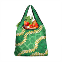 Green Palaka Hawaii Mele Kalikimaka Grocery Bag Ohia Lehua Monstera Puakenikeni Lei LT14 1-pack One Size Green - Polynesian Pride