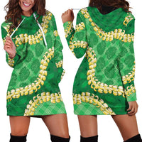 Green Palaka Hawaii Mele Kalikimaka Hoodie Dress Ohia Lehua Monstera Puakenikeni Lei LT14 - Polynesian Pride