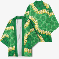 Green Palaka Hawaii Mele Kalikimaka Kimono Ohia Lehua Monstera Puakenikeni Lei LT14 - Polynesian Pride