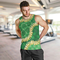 Green Palaka Hawaii Mele Kalikimaka Men Tank Top Ohia Lehua Monstera Puakenikeni Lei LT14 Green - Polynesian Pride