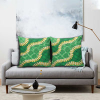 Green Palaka Hawaii Mele Kalikimaka Pillow Cover Ohia Lehua Monstera Puakenikeni Lei LT14 - Polynesian Pride