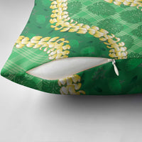 Green Palaka Hawaii Mele Kalikimaka Pillow Cover Ohia Lehua Monstera Puakenikeni Lei LT14 - Polynesian Pride