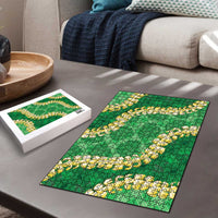 Green Palaka Hawaii Mele Kalikimaka Puzzle Ohia Lehua Monstera Puakenikeni Lei LT14 - Polynesian Pride