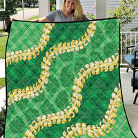 Green Palaka Hawaii Mele Kalikimaka Quilt Ohia Lehua Monstera Puakenikeni Lei LT14 Green - Polynesian Pride