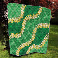 Green Palaka Hawaii Mele Kalikimaka Quilt Ohia Lehua Monstera Puakenikeni Lei LT14 - Polynesian Pride