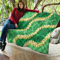 Green Palaka Hawaii Mele Kalikimaka Quilt Ohia Lehua Monstera Puakenikeni Lei LT14 - Polynesian Pride