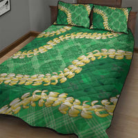 Green Palaka Hawaii Mele Kalikimaka Quilt Bed Set Ohia Lehua Monstera Puakenikeni Lei LT14 - Polynesian Pride