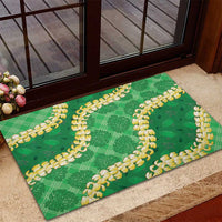 Green Palaka Hawaii Mele Kalikimaka Rubber Doormat Ohia Lehua Monstera Puakenikeni Lei LT14 - Polynesian Pride