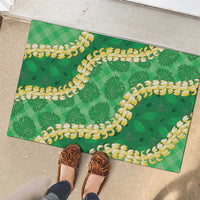 Green Palaka Hawaii Mele Kalikimaka Rubber Doormat Ohia Lehua Monstera Puakenikeni Lei LT14 - Polynesian Pride