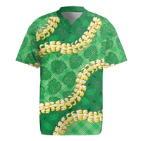 Green Palaka Hawaii Mele Kalikimaka Rugby Jersey Ohia Lehua Monstera Puakenikeni Lei LT14 Green - Polynesian Pride