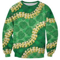 Green Palaka Hawaii Mele Kalikimaka Sweatshirt Ohia Lehua Monstera Puakenikeni Lei LT14 Unisex Green - Polynesian Pride