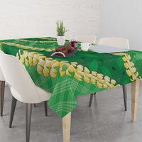 Green Palaka Hawaii Mele Kalikimaka Tablecloth Ohia Lehua Monstera Puakenikeni Lei LT14 - Polynesian Pride