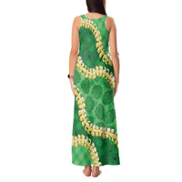 Green Palaka Hawaii Mele Kalikimaka Tank Maxi Dress Ohia Lehua Monstera Puakenikeni Lei LT14 - Polynesian Pride