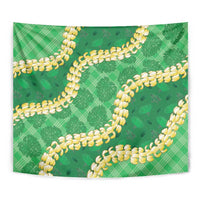 Green Palaka Hawaii Mele Kalikimaka Tapestry Ohia Lehua Monstera Puakenikeni Lei LT14 - Polynesian Pride