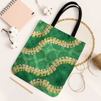 Green Palaka Hawaii Mele Kalikimaka Tote Bag Ohia Lehua Monstera Puakenikeni Lei LT14 Black Strap One Size Green - Polynesian Pride
