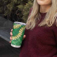 Green Palaka Hawaii Mele Kalikimaka Tumbler Cup Ohia Lehua Monstera Puakenikeni Lei LT14 - Polynesian Pride