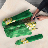 Green Palaka Hawaii Mele Kalikimaka Umbrella Ohia Lehua Monstera Puakenikeni Lei LT14 - Polynesian Pride