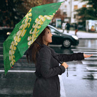 Green Palaka Hawaii Mele Kalikimaka Umbrella Ohia Lehua Monstera Puakenikeni Lei LT14 - Polynesian Pride