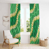 Green Palaka Hawaii Mele Kalikimaka Window Curtain Ohia Lehua Monstera Puakenikeni Lei LT14 - Polynesian Pride