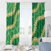 Green Palaka Hawaii Mele Kalikimaka Window Curtain Ohia Lehua Monstera Puakenikeni Lei LT14 - Polynesian Pride