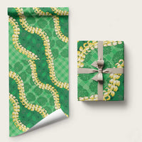 Green Palaka Hawaii Mele Kalikimaka Wrapping Paper Ohia Lehua Monstera Puakenikeni Lei LT14 58" × 23" Green - Polynesian Pride