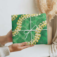 Green Palaka Hawaii Mele Kalikimaka Wrapping Paper Ohia Lehua Monstera Puakenikeni Lei LT14 - Polynesian Pride
