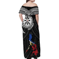Philippines Strong Family Matching Off Shoulder Maxi Dress and Hawaiian Shirt Filipino Map Polynesian Tattoo LT14 - Polynesian Pride