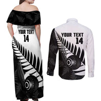 New Zealand Lawn Bowls Custom Couples Matching Off Shoulder Maxi Dress and Long Sleeve Button Shirt Aotearoa Silver Fern LT14 - Polynesian Pride