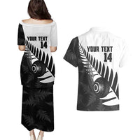New Zealand Lawn Bowls Custom Couples Matching Puletasi and Hawaiian Shirt Aotearoa Silver Fern LT14 - Polynesian Pride