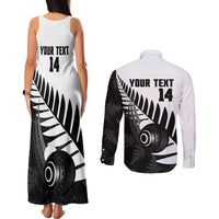 New Zealand Lawn Bowls Custom Couples Matching Tank Maxi Dress and Long Sleeve Button Shirt Aotearoa Silver Fern LT14 - Polynesian Pride