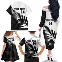 New Zealand Lawn Bowls Custom Family Matching Off The Shoulder Long Sleeve Dress and Hawaiian Shirt Aotearoa Silver Fern LT14 - Polynesian Pride
