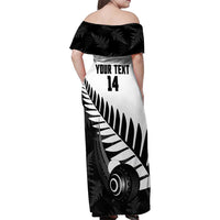 New Zealand Lawn Bowls Custom Family Matching Off Shoulder Maxi Dress and Hawaiian Shirt Aotearoa Silver Fern LT14 - Polynesian Pride