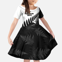 New Zealand Lawn Bowls Custom Kid Short Sleeve Dress Aotearoa Silver Fern - Polynesian Pride