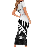 New Zealand Lawn Bowls Custom Short Sleeve Bodycon Dress Aotearoa Silver Fern LT14 - Polynesian Pride