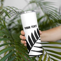 New Zealand Lawn Bowls Custom Skinny Tumbler Aotearoa Silver Fern LT14 - Polynesian Pride