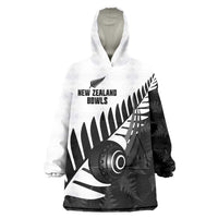 New Zealand Lawn Bowls Custom Wearable Blanket Hoodie Aotearoa Silver Fern LT14 One Size Black - Polynesian Pride