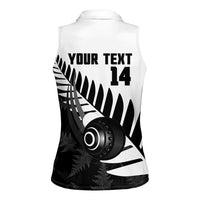 New Zealand Lawn Bowls Custom Women Sleeveless Polo Shirt Aotearoa Silver Fern LT14 - Polynesian Pride