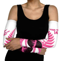New Zealand Lawn Bowls Breast Cancer Custom Arm Sleeves Aotearoa Maori Silver Fern Pink Ribbon LT14 - Polynesian Pride