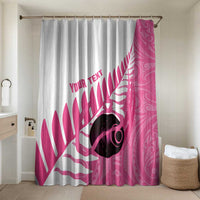 New Zealand Lawn Bowls Breast Cancer Custom Bathroom Set Aotearoa Maori Silver Fern Pink Ribbon LT14 Shower Curtain Only Pink - Polynesian Pride