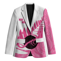 New Zealand Lawn Bowls Breast Cancer Custom Blazer Aotearoa Maori Silver Fern Pink Ribbon LT14 Unisex Pink - Polynesian Pride