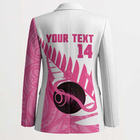 New Zealand Lawn Bowls Breast Cancer Custom Blazer Aotearoa Maori Silver Fern Pink Ribbon LT14 - Polynesian Pride